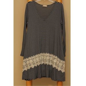 Navy/White Striped Dress